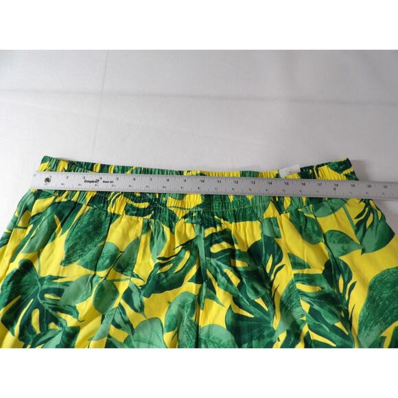 Curations 1XP Petites Plus Pant Pull On Wide Split Leg Floral Tropical Green Yel - Picture 12 of 14